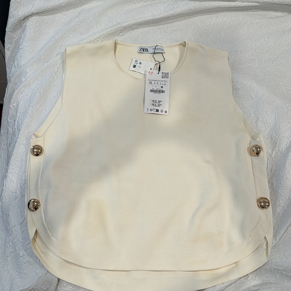 ZARA Knit Top with Gold Buttons *NWT* - Picture 3 of 7